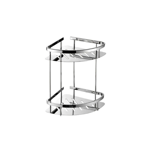 Double Corner Shelf FTM-0177 – Stylish and durable two-tier bathroom storage shelf.