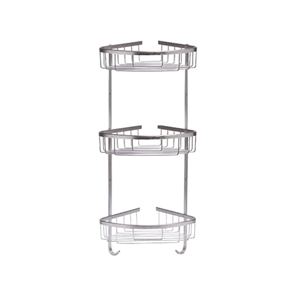 Triple Corner Shelf – Stylish multi-level bathroom corner shelf for ample storage.